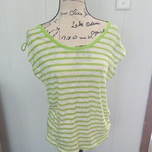 Michael Kors Lime Striped Short Sleeve Top